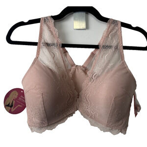 NEWSpanx Undie-tectable Four Play Convertible Bra L Rose Padded Front Clasp A56